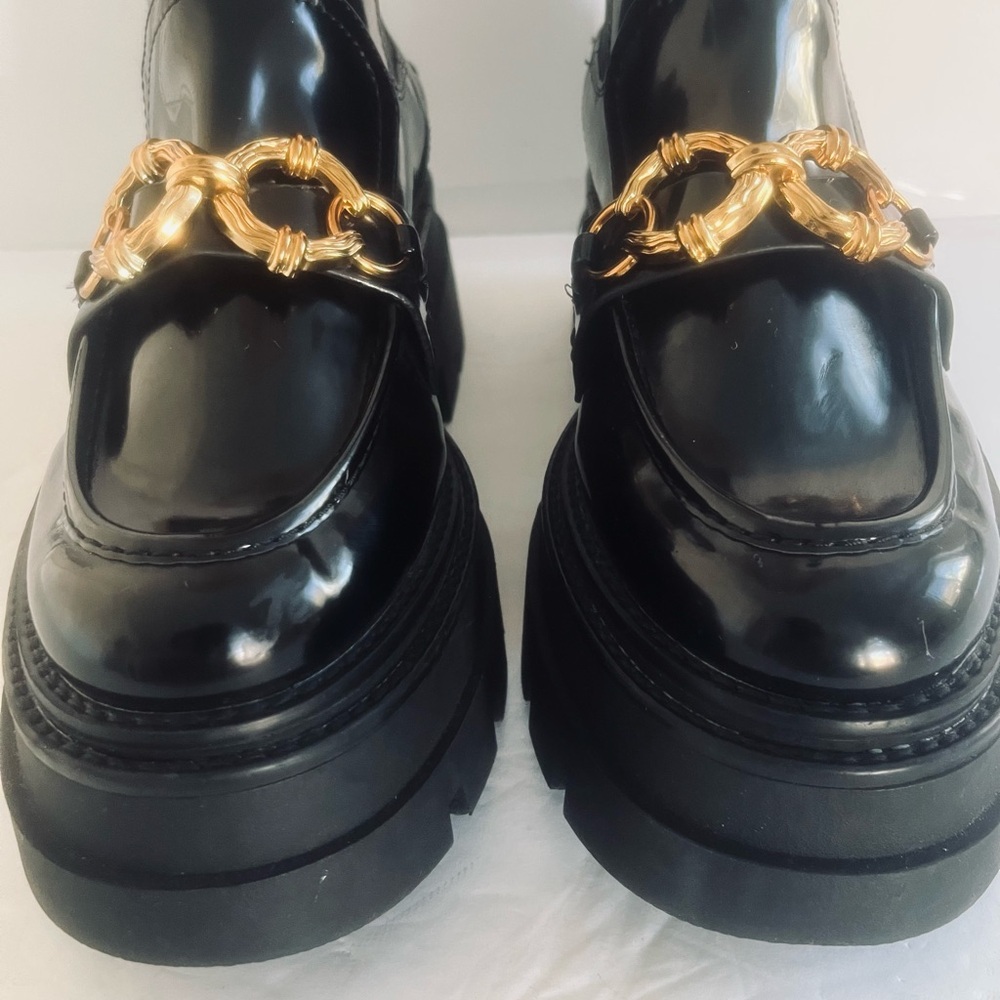 Circus NY by Sam Edelman Brooks Chelsea Chunky Heel Platform Black Boots Size 10 - Picture 10 of 12